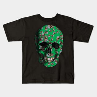 Happy Skull Random Pattern (Green) Kids T-Shirt